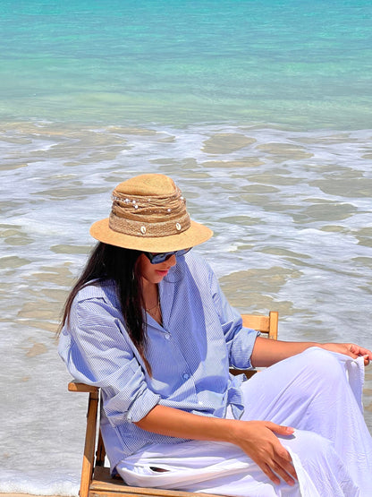 Long sleeves blue striped chemise