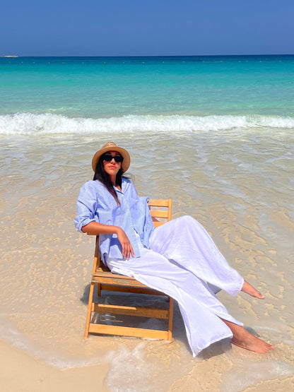 Long sleeves blue striped chemise