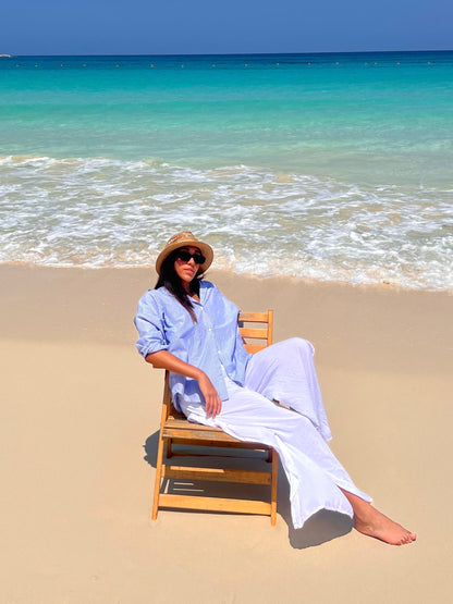 Long sleeves blue striped chemise