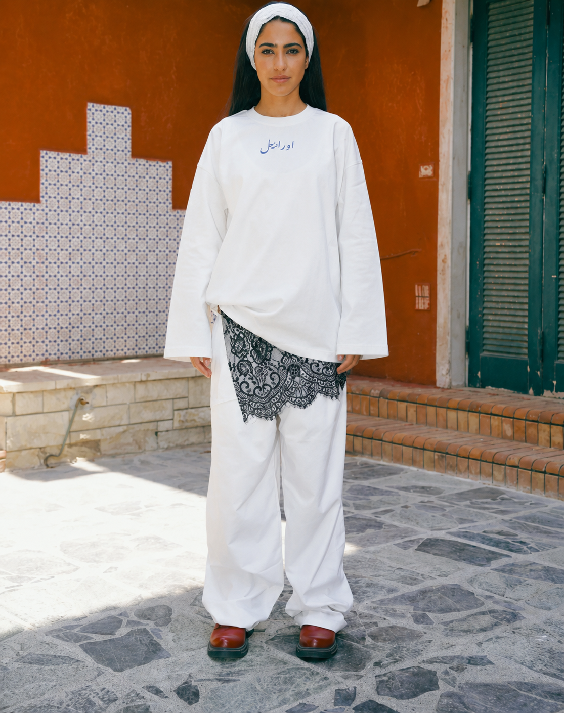 set elbanat white long sleeves shirt