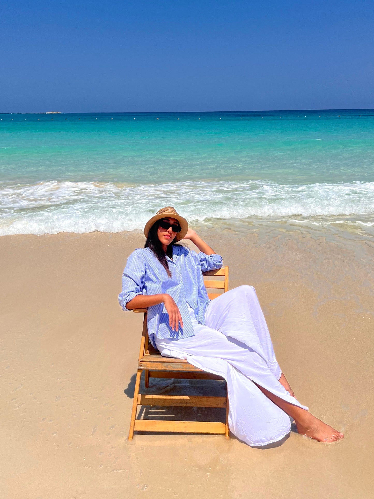 Long sleeves blue striped chemise