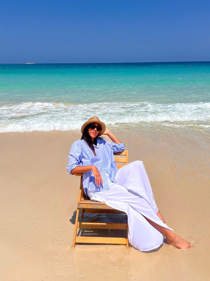 Long sleeves blue striped chemise