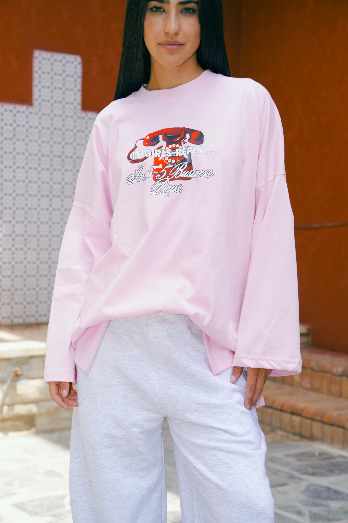 IT girl long sleeves pink shirt